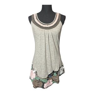 the Kara  Sleeveless Top with Floral Accents size Large CottageCore Fairycore